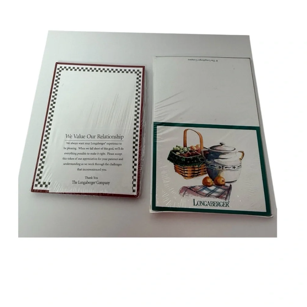 The Longaberger Company Note Pad & Note Cards Set – New Sealed – Basket Design